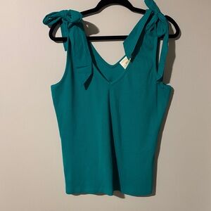 Anthropologie Teal Tank Top with Bow Straps